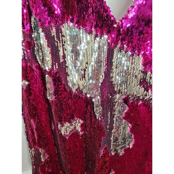 Free People Intimately Embellished Sequin Shift Slip Fuchsia Silver Dress Sz XS - Picture 5 of 6